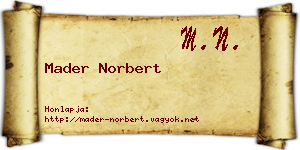 Mader Norbert névjegykártya